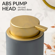 Plantex Soap Dispenser for Washbasin Ceramic/Hand Wash Soap Dispenser for Bathroom with ABS Material Head Pump Bathroom Accessories - Grey & Gold (Pack of 1)