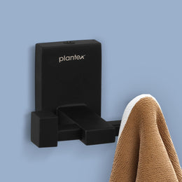 Plantex 304 Grade Stainless Steel Hooks for Hanging Clothes/Robe Hooks for Bathroom/Cloth Hanger for Wall - Black (Senso)