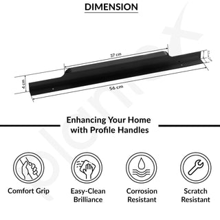 Plantex Profile Handle for Kitchen Cabinet/22 Inch Alluminium Drawer Profile Handle/Wardrobe Pull Handle for Home/Office/Hotel - Pack of 2 (Black)