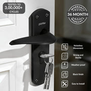 Plantex Heavy-Duty Door Lock Handle Set/ 6-Lever Lock Mechanism with 3 Years of Warranty/Mortise Lock with 3 Keys, Brass Lock Body & Cylinder - (Z-Black)