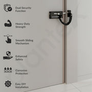 Plantex Door Chain with Baby Latch/Door Chain Lock for Main Door/Latch Lock for Door/Heavy Duty Door Safety Guard Lock for Home, Hotel & Office Security â€“ Pack of 1 (DTK-294-Black)