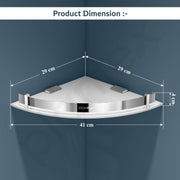 Plantex Corner Shelf for Bathroom Acrylic/Wall Mounted Storage Shelf with Stainless Steel Railings/Bathroom Accessories (White, 12x12 Inches)