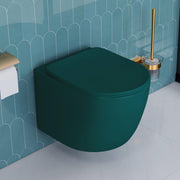 Plantex Commode for Toilet/Ceramic Wall Hung Toilet with Soft Close Toilet Seat/Rimless and Washdown Western Commode - P Trap (Round, Matt Green)