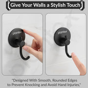 Plantex Wall Hanging Hook/Bath Towel Hook/Self Adhesive Round Robe Hooks for Kitchen/Bathroom/Stylish Home Decor Items - Pack of 4 (Black)