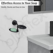 Plantex 304 Grade Stainless Steel Double Soap Holder/Soap Stand/Soap Dish for Bathroom and Wash Basin/Bathroom Accessories - Daizy (Black)
