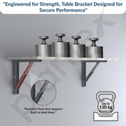 Plantex Heavy Duty 16 Inch Foldable Table Bracket/GI Steel Multipurpose Shelf Bracket/Space Saving Wall Bracket/Folding Bracket for Home & Office - Pair of 1 (Grey)