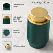 Plantex Ceramic Soap Dispenser for Washbasin/Soap Dispenser for Bathroom ABS Pump Head - Green & Gold (Pack of 1)