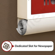 Plantex GI Steel Letter Box for Home/Magazine Holder/News Paper Holder/Mail Box/Post Box/Complaint Box & Suggestion Box for Office with Secure Lock and Keys - (Red & Ivory), Wall Mount
