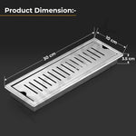 Plantex 304 Grade Stainless Steel Shower Water Drain Channel/12x4 Inch Floor Drain/Drainage Cover/Floor Drain Cover with Removable Grate - (VERTICLE, Chrome)