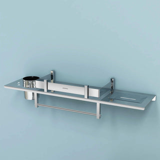 Plantex Bathroom Accessories Holder - Stainless Steel Bathroom Shelves with Tower Hanger/Soap Dish/Tumbler Holder (Chrome-18x5 Inches - Pack of 4)