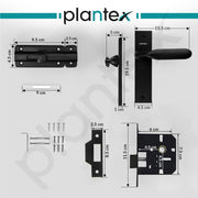 Plantex Heavy Duty Door Lock ÃƒÂ¢Ã¢â€šÂ¬Ã¢â‚¬Å“ Bathroom Door Lock/Mortise 8inch Keyless Plate Handle Set for Home/Bathroom/Store Room/Balcony/Office with Baby Latch (8106, Z-Black)