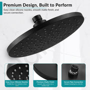 Plantex ABS Round Head Shower/10 Inch Overhead Rain Shower for Bathroom/Shower for Home/Hotel/Adjustable Shower Head for Bathroom - Pack of 1 (Black, D609)