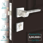 Plantex Triple Security Door Lock for Home/Main Door Lock Set with 3 Years of Warranty/Mortise Lock for Door with Brass Lock Body & Cylinder (7066 - Chrome & Satin White)