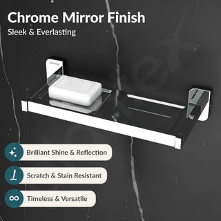 Plantex Double Soap Dish for Bathroom/304 Grade Stainless Steel Dual Soap Case/Soap Stand/Soap Holder/Bathroom Accessories - Pack of 1 (1913, Chrome)