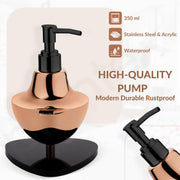 Plantex Liquid Soap Dispenser for Bathroom/Stainless Steel and Acrylic Shampoo Dispenser/Handwash Dispenser for Bathroom/Bathroom Accessories - Pack of 1 (Rose Gold & Black)