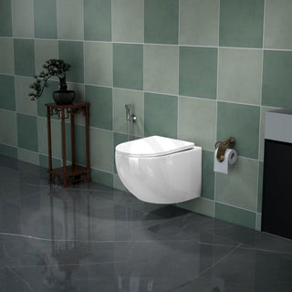 Plantex Imported Ceramic Western Commode Toilet/P Trap Wall Hung Commode for Bathroom/Rimless Washdown Western Toilet with Soft Close Toilet Seat Cover (Glossy White)