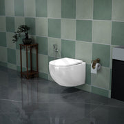 Plantex Imported Ceramic Western Commode Toilet/P Trap Wall Hung Commode for Bathroom/Rimless Washdown Western Toilet with Soft Close Toilet Seat Cover (Glossy White)