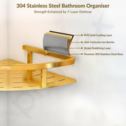 Plantex Bathroom Corner Rack for Wall/304 Grade Stainless Steel Shelf for Bathroom Corner/Bathroom Accessories Holder (9x9 inches, PVD Gold)
