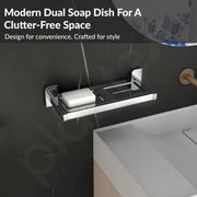 Plantex 304 Grade Stainless Steel Double Soap Dish for Bathroom/Soap Case/Soap Stand/Soap Holder/Bathroom Accessories - Pack of 1 (Rolex, Chrome)