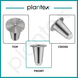 Plantex 3 inch Sofa Legs for Bed/Sofa Legs for Table/Sofa Support Legs with Rubber Grip(Set of 6 pcs) Chrome