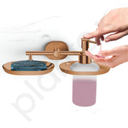Plantex J4 Stainless Steel Soap Dish with Liquid Dispenser/Soap Stand for Bathroom Wall Mount/Shampoo Dispenser/Bathroom Accessories (PVD Rose Gold Finish) Onix
