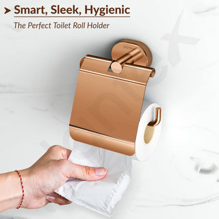 Plantex J4 Stainless Steel Toilet Paper Holder for Bathroom/Tissue Holder for Washroom/Toilet roll Holder for Wall Mounted/Bathroom Accessories (PVD Rose Gold Finish) Onix