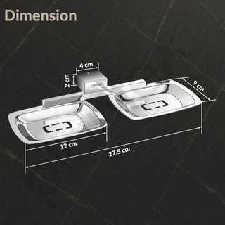Plantex Double Soap Holder for Bathroom/304 Grade Stainless Steel Soap Dish/Dual Soap Stand/Bathroom Accessories - Pack of 1 (Tesla - 2707, Chrome)