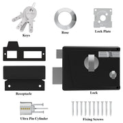 Plantex Heavy Duty Night Latch Door Lock with Key & Knob for Main Door/Inside Opening for Home,Hotel,Office - Pack of 1 (Z-Black)