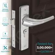Plantex Heavy-Duty Door Lock Set - Main Door Lock Handle Set/ 6-Lever Lock Mechanism with 3 Years of Warranty/Mortise Lock with 3 Keys, Brass Lock Body & Cylinder ((8026 - Chrome & Matt)
