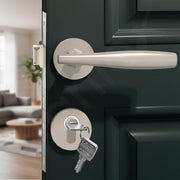 Plantex Mortise Door Lock for Home/Main Door Lock Set for Home & Bedroom/Premium Door Handle Lock with Brass Lock Body & Cylinder (7135, Satin White)