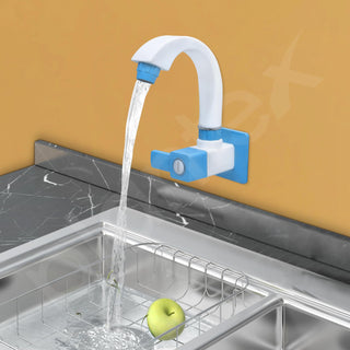 Plantex ABS Plastic ES-115 Single Lever Sink Cock 360 Degree Swivel Spout for Kitchen Faucet/Water Saving Aerator with Plastic Flange (Blue & White)