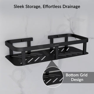 Plantex Stainless Steel 304 Grade Shelf for Bathroom/Storage Organizer for Bathroom/Kitchen Rack - Bathroom Accessories - Pack of 1 (12X5 Inches-Black Finish)