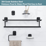 Plantex Cute 304 Grade Stainless Steel Towel Rack for Bathroom/Soap Holder/Napkin Ring/Tumbler Holder/Robe Hook/Bathroom Accessories - Black