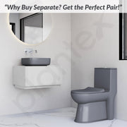 Plantex Ceramic One-Piece Commode for Toilet with Tabletop Wash Basin for Bathroom/Rimless Western Toilet/Bathroom Wash Basin/S Trap Commode - Smoke