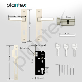 Plantex Premium Door Lock for Home/6-Lever Lock Mechanism with 3 Years of Warranty/Mortise Locks for Door - (8001- Chrome & Matt)