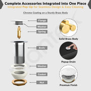 Plantex Pure Brass Chrome Plated 3 inch Full Thread Pop up Coupling for Wash Basin/Coupling for Sink - Pack of 1 (Silver)
