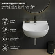 Plantex Ceramic Wall Hung Basin/Washbasin for Bathroom/Wall Mounted Basin/Sink for Bathroom/Living Room (Orchid - White)