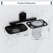 Plantex 304 Grade Stainless Steel 2in1 Soap Dish with Tumbler Holder/Soap Stand/Tooth Brush Holder for Bathroom/Bathroom Accessories - Pack of 1 (Parv-Black)