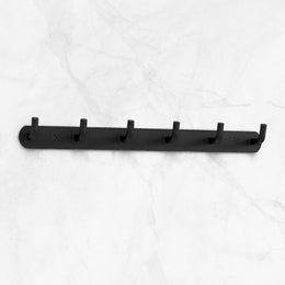 Plantex Wall Hooks for Hanging Cloth/Stainless Steel Towel Hangers/Bathroom Robe Hooks/Door Hangers/Wall Hook Rack/Hook Rail for Hanging Keys - 6 Hooks (Pack of 1, Black)