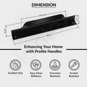 Plantex Profile Handle for Kitchen Cabinet/8 Inch Alluminium Drawer Profile Handle/Wardrobe Pull Handle for Home/Office/Hotel - Pack of 2 (Black)