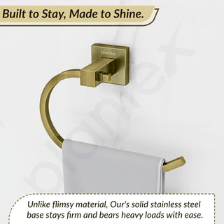 Plantex Stainless Steel Towel Holder for Bathroom/Towel Ring Holder/Napkin Holder for Washbasin/Napkin Ring/Bathroom Accessories ? Pack of 1, Aqua (Brass Antique)