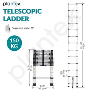 Plantex 16.40 feet (5m) Telescopic Ladder/Durable Steps/Height Adjustable Aluminium Ladder/Telescopic Ladder/Extendable Portable Steps and Compact Design