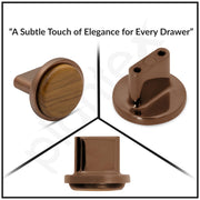 Plantex Round Drawer Knob/Pull-Push Knobs for Kitchen/Knobs for Cabinets/Bedroom Drawer - Pack of 2 (Small, Rose Gold & Wood)