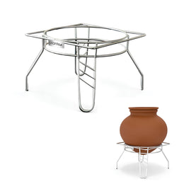 Plantex Matka Stand for Water Pot/Stainless Steel Matka Stand for Kitchen/Plant Stand for Balcony Garden (21.5 x 21.5 x 14.5 cm, Silver-Chrome)