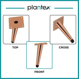 Plantex 6 Inch Sofa Legs for Bed Furniture/Sofa Legs for Table/Sofa Support Legs with Rubber Grip (Rose Gold, 8 Pcs)