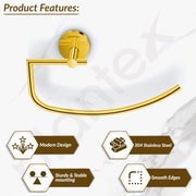 Plantex 304 Grade Stainless Steel Towel Ring/Hand Towel Holder/Towel Hanger for Bathroom/Napkin Holder for Wash Basin/Bathroom Accessories - Oreo (Gold)