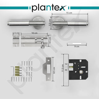 Plantex Heavy Duty Bathroom Door Lock – Door Lock for Bathroom & Balcony/Mortise Keyless Locks for Bathroom/Store Room/Balcony/with Baby Latch (603 - Satin)