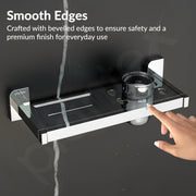 Plantex 2in1 Soap Dish with Tumbler Holder for Bathroom/304 Grade Stainless Steel Toothbrush Holder with Soap Case/Bathroom Accessories - (1914, Chrome)