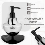 Plantex Chrome & Black Stainless Steel and Acrylic Shampoo Dispenser for Bathroom/Handwash Dispenser - Pack of 1