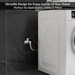 Plantex Pure Brass PAC-1828 Washing Machine Tap with Teflon Tape & Brass Wall Flange/Nozzle Tap for Garden-7 Year Warranty (Mirror Chrome Finish)